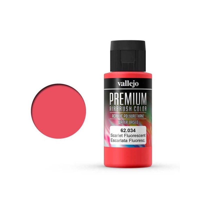 Vallejo Premium Color Scarlet Fluorescent 60ml – 62.034